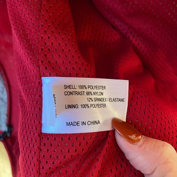 Orvis Men's size Medium Tan Red Blue Sherpa Zip-Up Vest Gorpcore Outdoor Warm - Picture 5 of 7